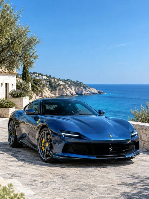 Ferrari Amalfi by the Mediterranean Sea | Luxury Car Wallpaper