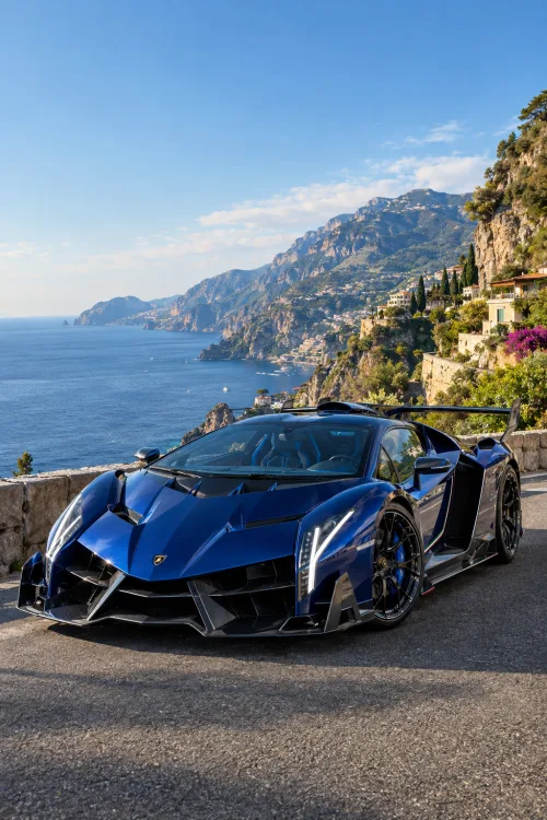 Lamborghini Veneno Wallpaper | Blue Exotic Supercar 4K