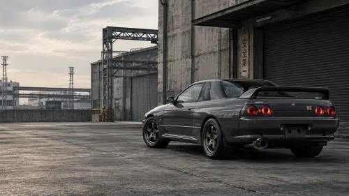 Nissan Skyline GT-R R32 Wallpaper | Gunmetal Grey JDM 4K