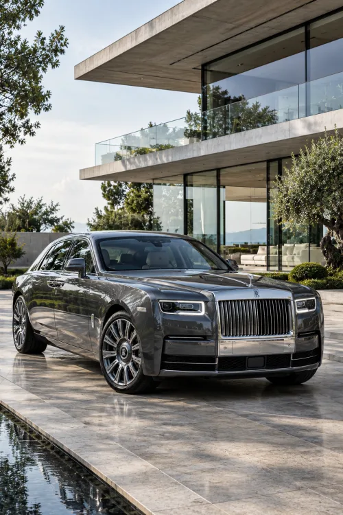 Rolls-Royce Ghost Modern Mansion Wallpaper | Luxury Car Aesthetic