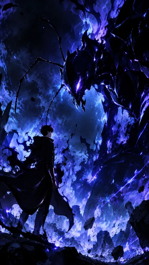 Solo Leveling Anime Wallpaper | Purple Demon Warrior 4K