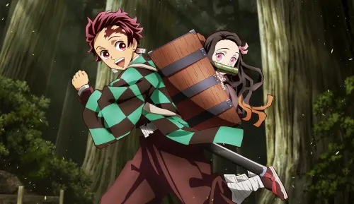 🌲 Together through every danger. Tanjiro and Nezuko never stop moving. ⚔️🔥