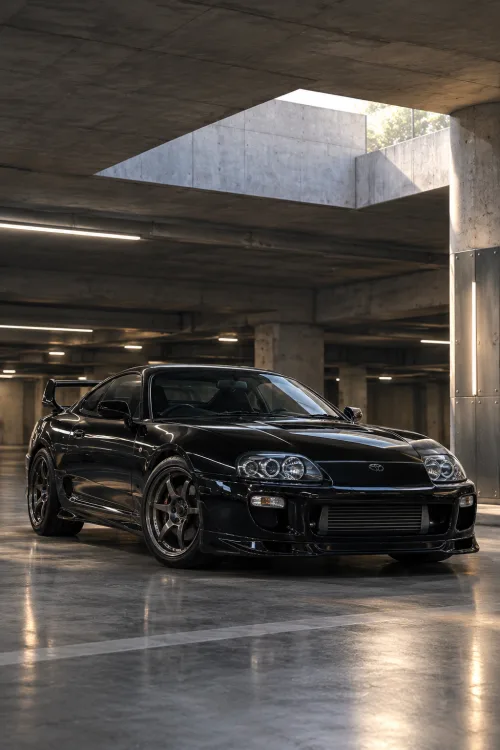 Toyota Supra MK4 Wallpaper | Black JDM Sports Car 4K