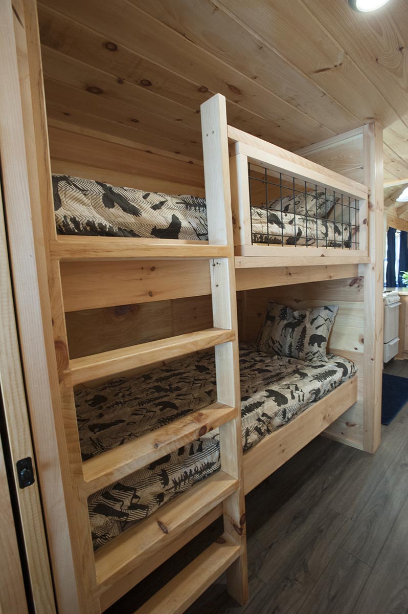 Cabin bedroom with bunk beds