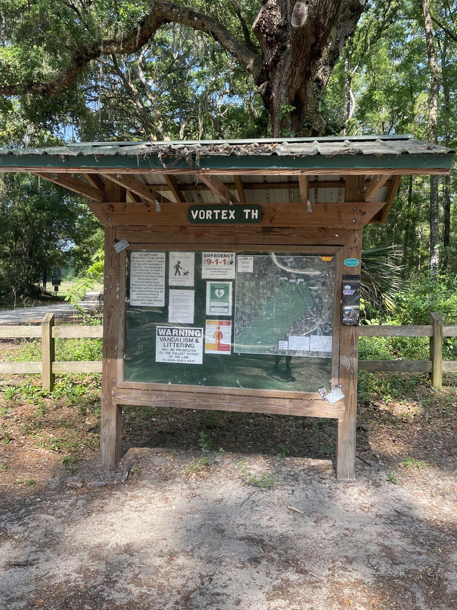 Dog park sign in parking lot