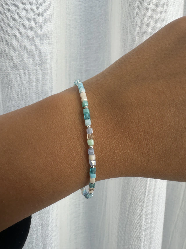 Pulsera Argentina tonos cristal de roca y plata