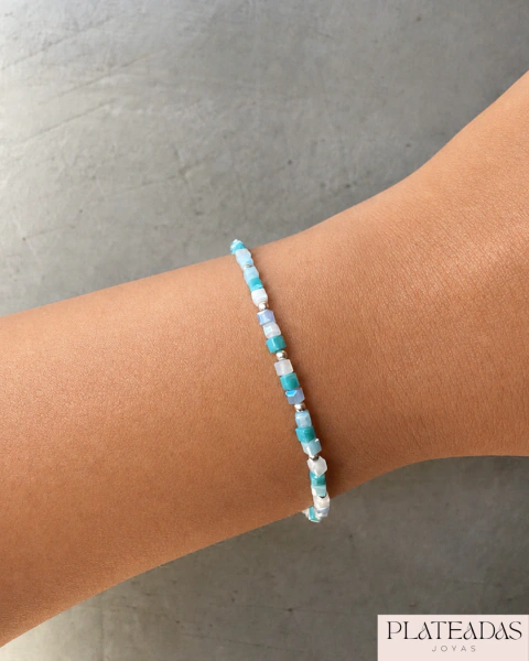 Pulsera Argentina tonos cristal de roca y plata