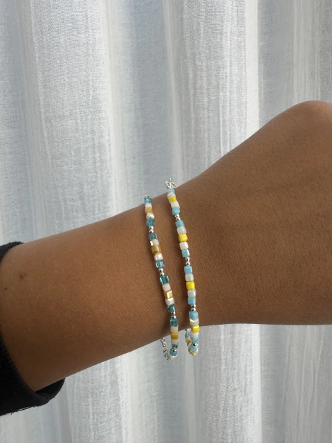 Pulsera de cristal de roca y plata