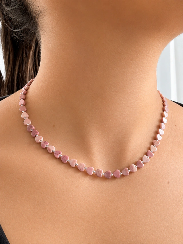Conjunto corazón piedra natural y plata