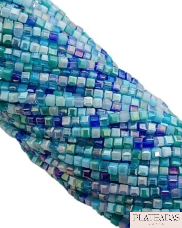 Cristal de roca multicolor cubo 2 mm