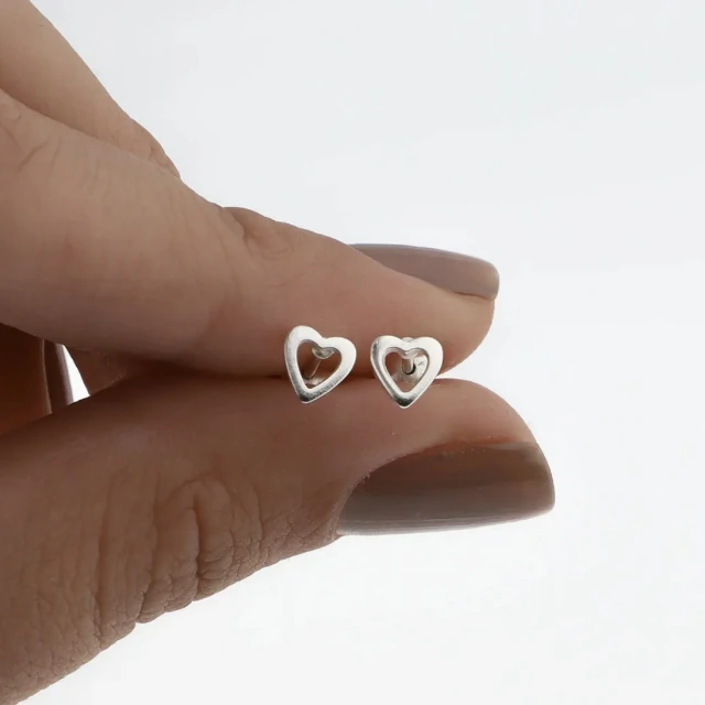 Aros de plata abridores corazón calado