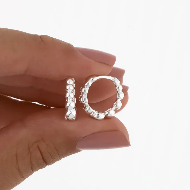 Aros de plata argollas Huggies bolitas degrade