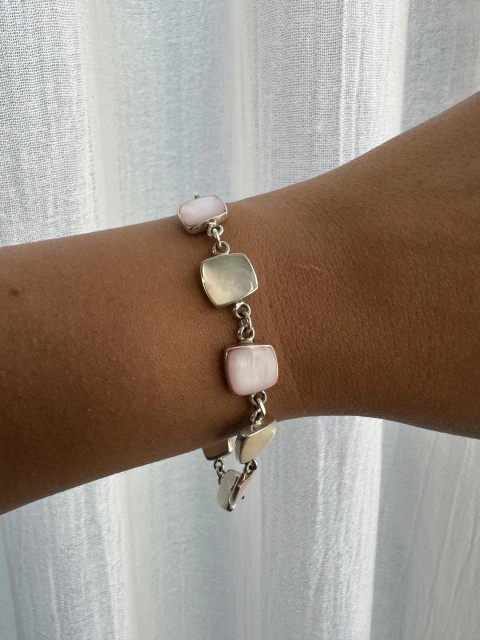 Pulsera de plata y piedra natural onix