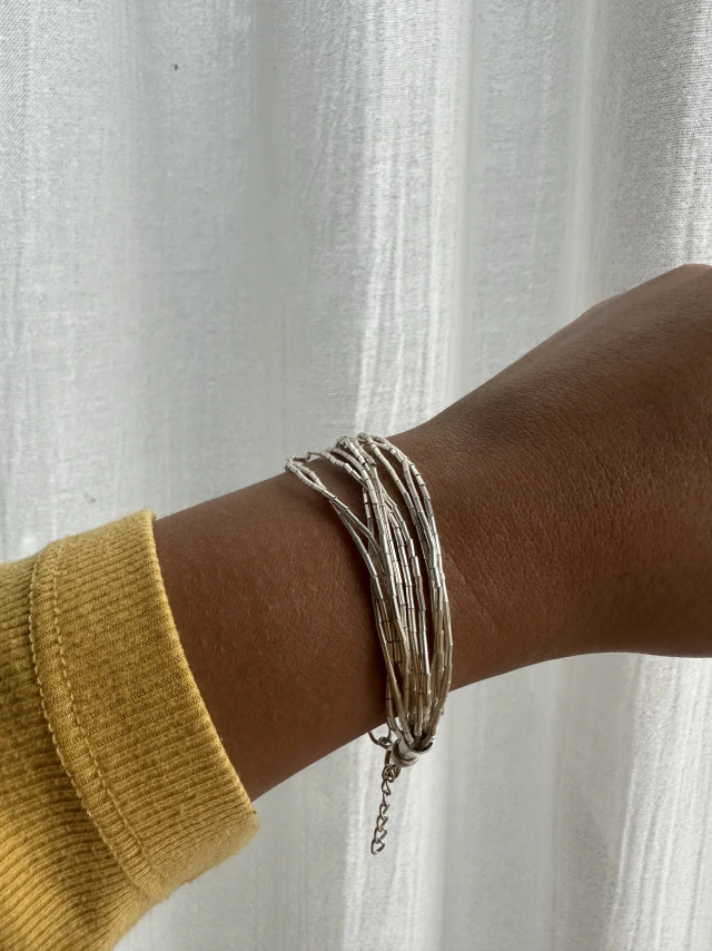 Pulsera de plata canutillos