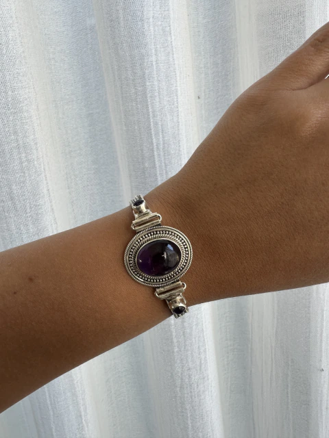 Pulsera de plata y piedra natural