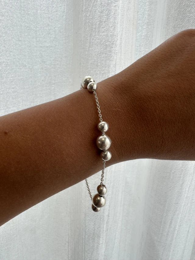 Pulsera de plata bolitas macizas