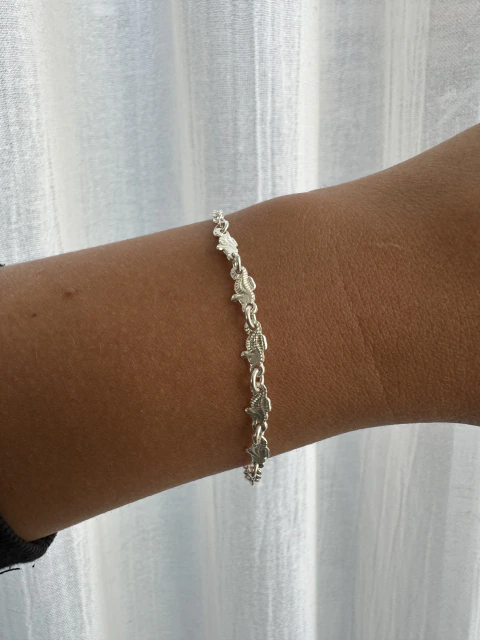 Pulsera de plata bolitas y elefantes