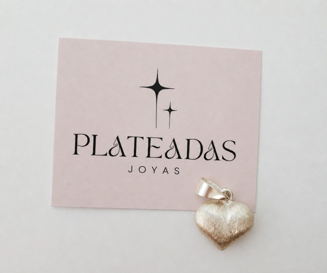 Dije de plata corazon esmerilado