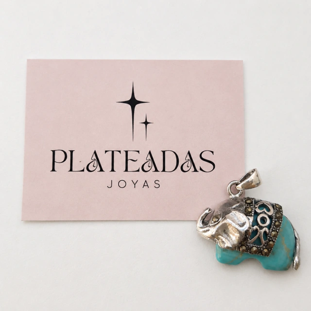 Dije de plata nacar elefante