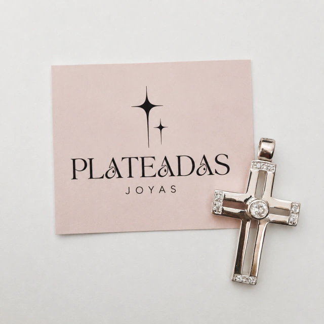 Dije de plata piedra cruz