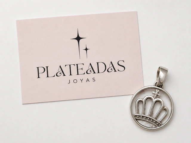 Dije de plata y nácar corona