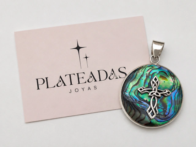 Dije de plata nacar cruz