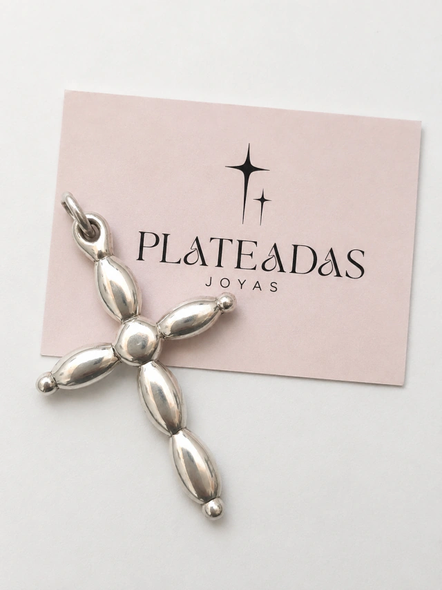 Dije de plata inflada cruz