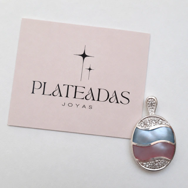 Dije de plata nacar bicolor