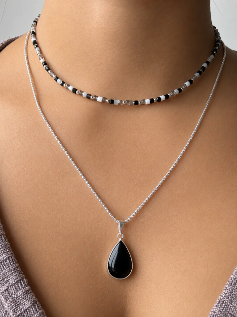 Conjunto dije y aros colgantes piedra natural amatista
