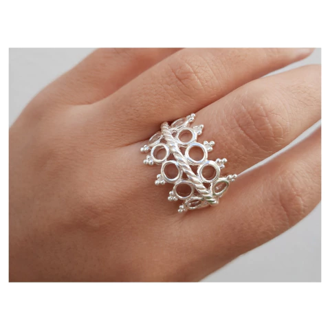 Anillo de plata geométrico ancho