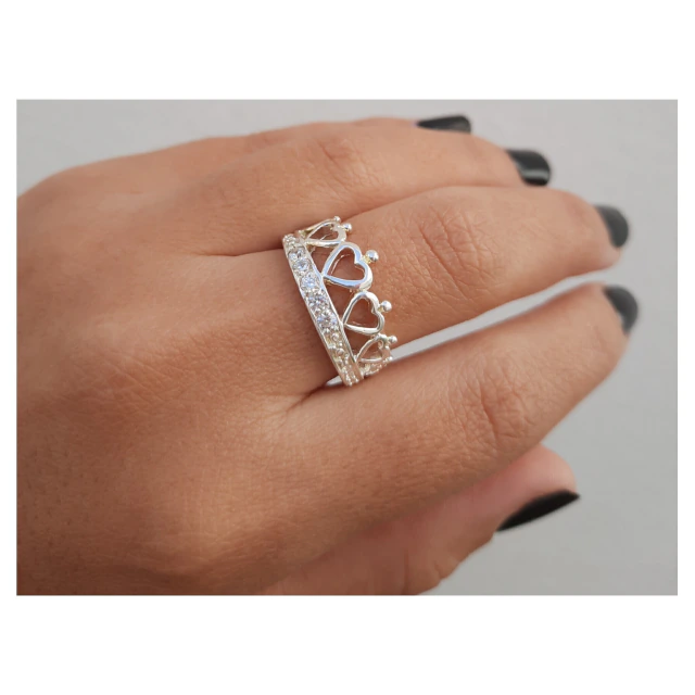 Anillo de plata corona con piedra