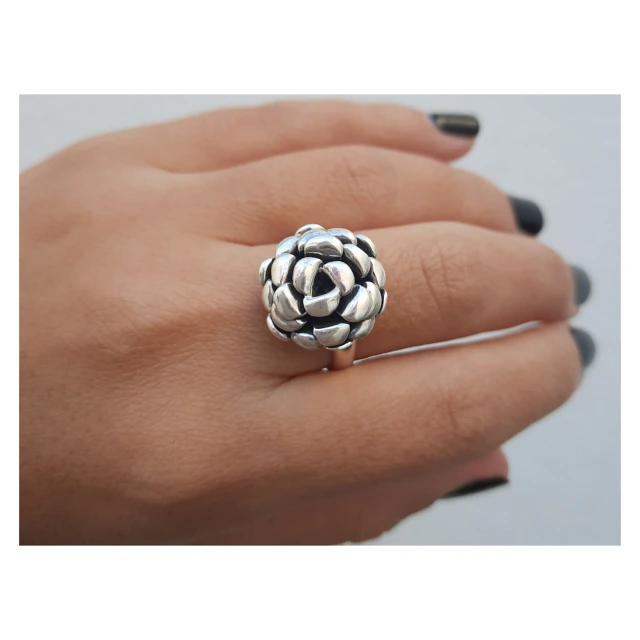 Anillo de plata inflada rosa