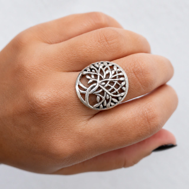 Anillo de plata arbol de la vida