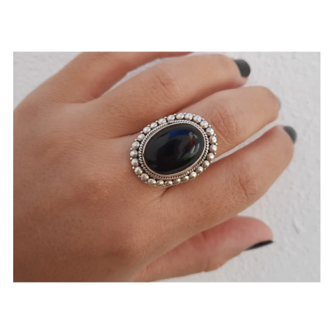 Anillo de plata calado ovalo