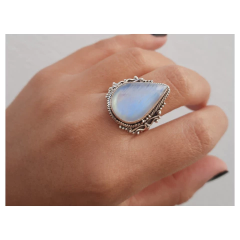 Anillo de plata nácar bombé