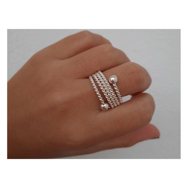 Anillo de plata cordón y bolitas