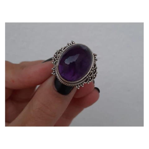 Anillo de plata y piedra natural piedra de la luna
