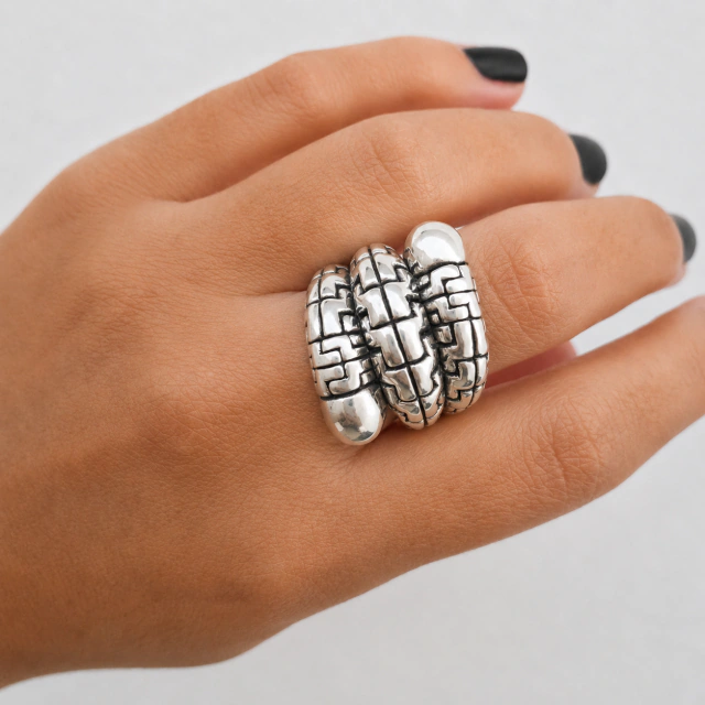 Anillo de plata inflada niveles