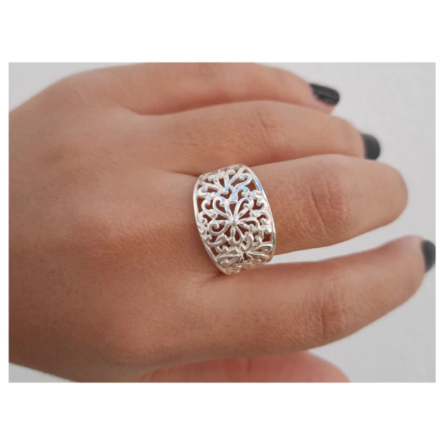 Anillo de plata calado mandala