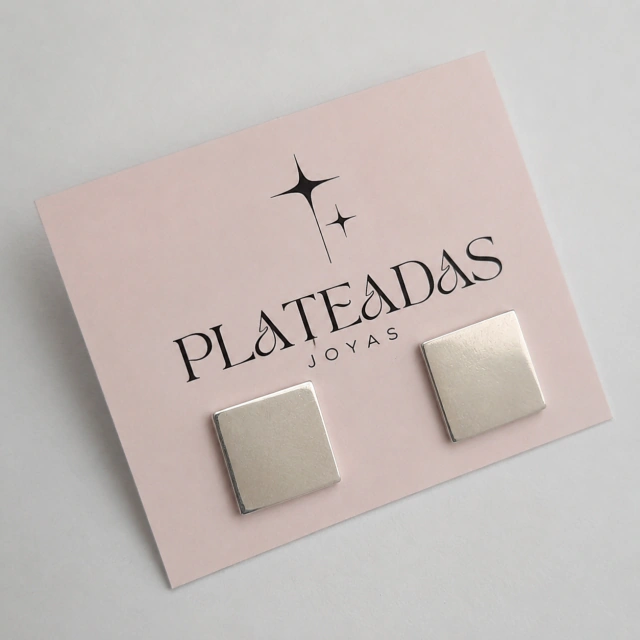 Aros de plata cuadrado liso