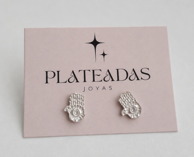 Aros de plata mano fátima