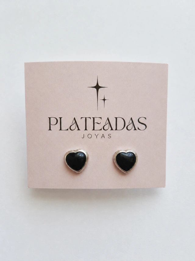 Aros de plata corazón piedra natural
