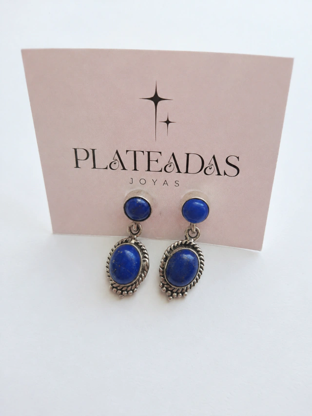 Aros de plata y piedra natural Lapislázuli