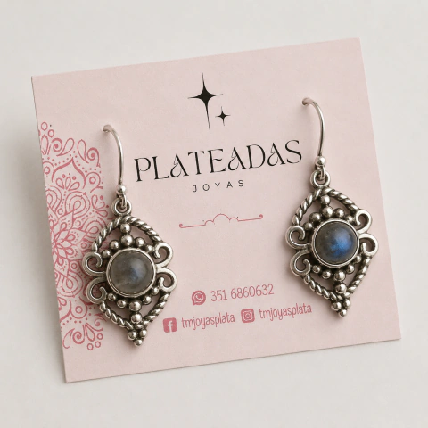 Aros de plata y piedra natural Lapislázuli