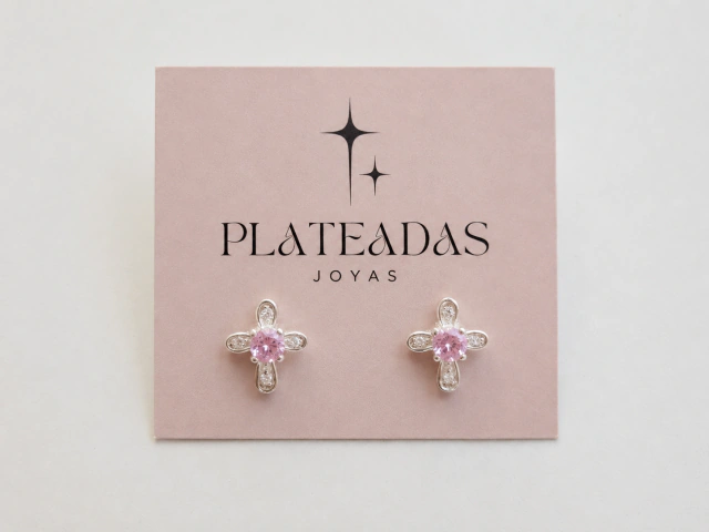 Aros de plata cruz brillantes