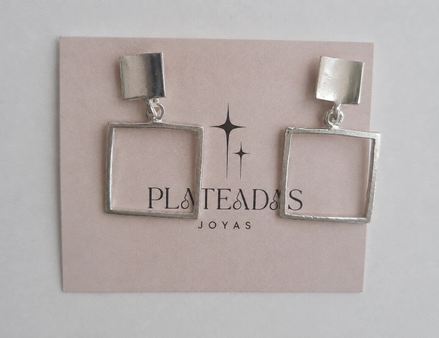 Aros de plata grueso cuadrados