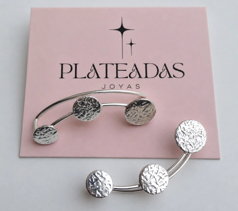 Aros de plata trepadores circular piedra