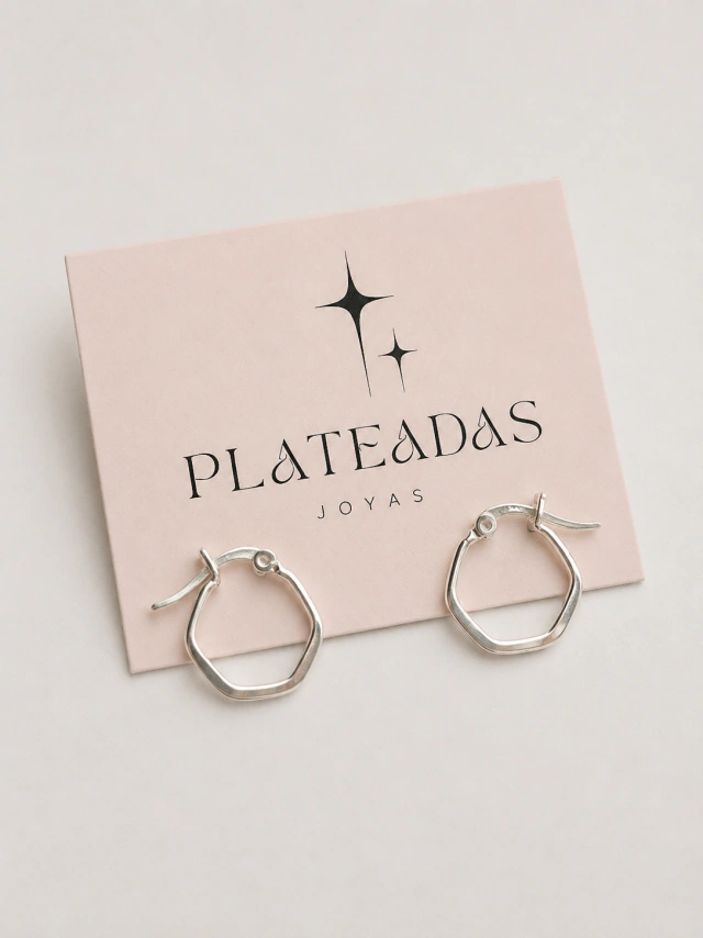 Aros de plata argolla geometrica