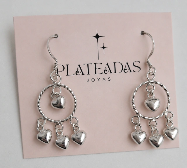 Aros de plata colgantes corazón
