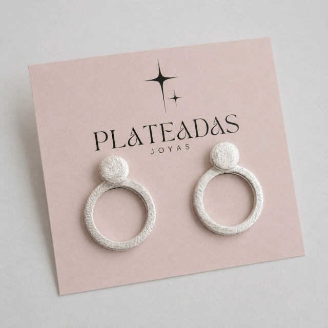 Aros de plata labrada círculos
